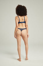 Nudea The Sheer Deco Barely There Thong Navy