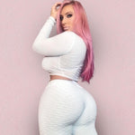 Woman Booty Lifting Anti-Cellulite Scrunch Viral Activewear Leggings White