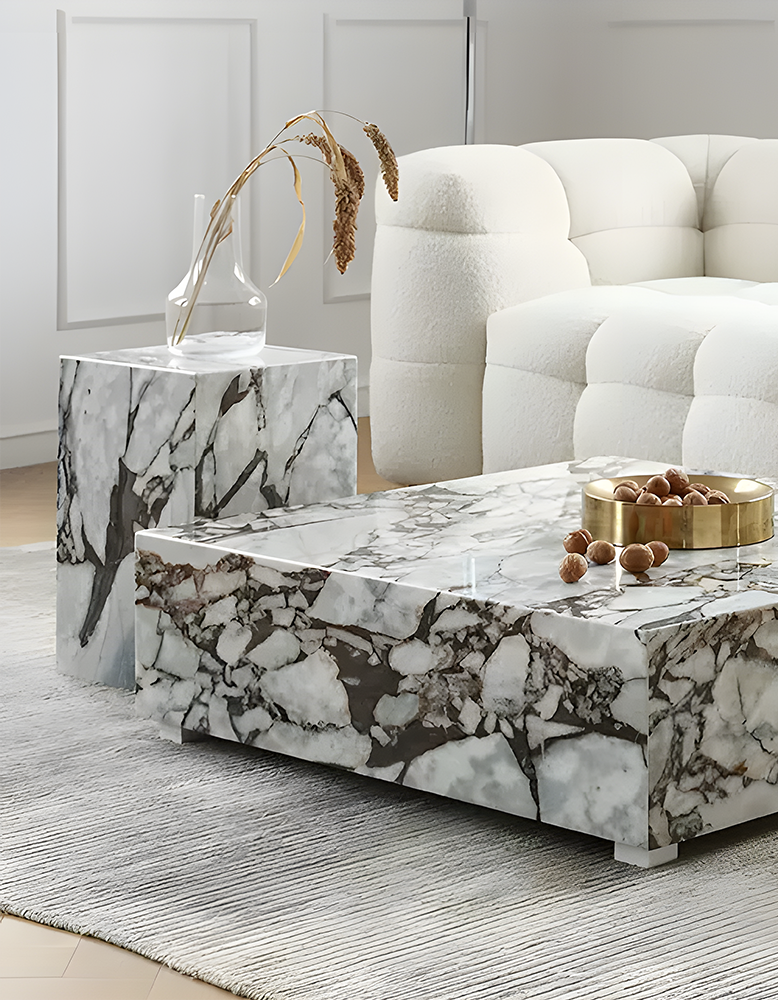 Matteo Square Coffee Table, Marble, White