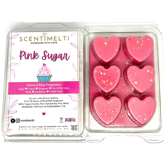 Pink Sugar Heart Clamshell Wax Melts - ScentiMelti  Pink Sugar Heart Clamshell Wax Melts