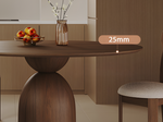 Amaia Round Pedestal Dining Table, Solid Wood, Black Or Walnut