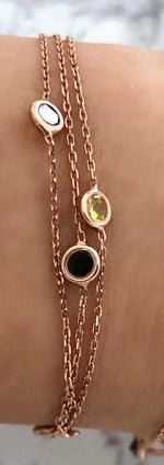 3 Row Bracelet with Stones