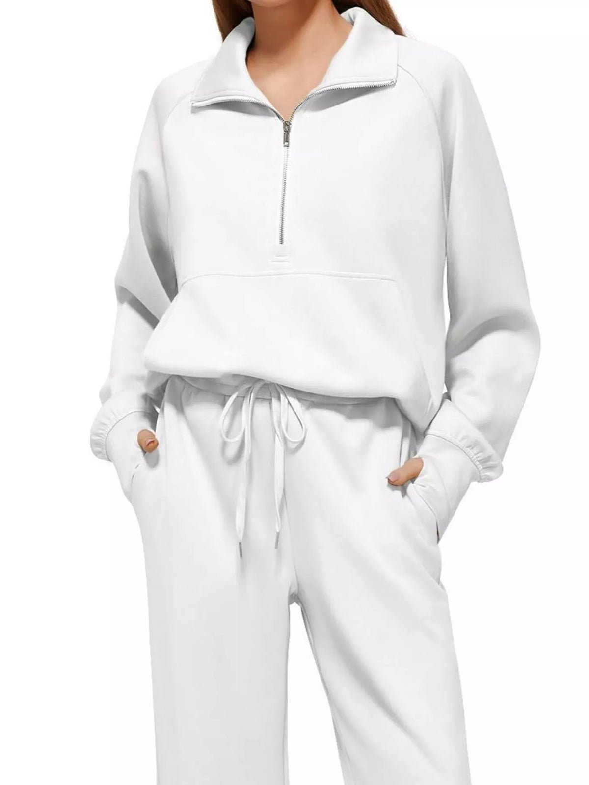 Half-Zip Sweatshirt and Wide-Leg Pants Two-piece Loungewear Set