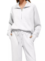 Half-Zip Sweatshirt and Wide-Leg Pants Two-piece Loungewear Set