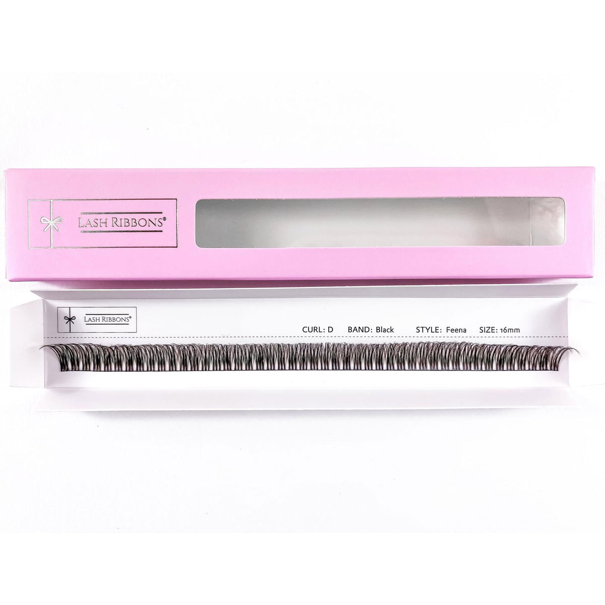 3D 'C' Curl Black / Brown Lash Ribbons® Starter Kit (With Clear Lash Bond) Feena 16mm