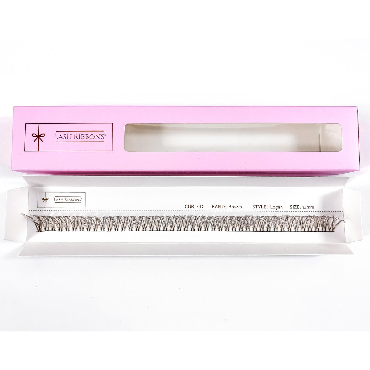 3D 'D' Curl Brown Lash Ribbons® Starter Kit (With Clear Lash Bond) Logan 14mm