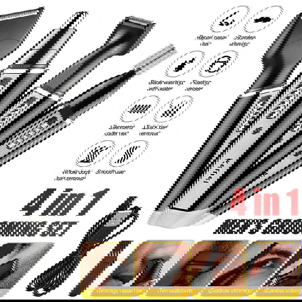 4-in-1 Rechargeable Hair Beard Eyebrow Ear Nose Shaver Trimmer Electric Kits Trimmer