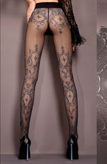 Ballerina Tights Nero Black with Blue Pattern