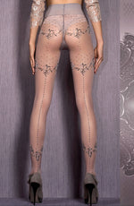 Ballerina Pattern Dotted Line Centre Seam Tights Grey with Lurex