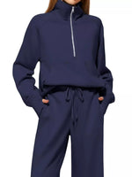 Half-Zip Sweatshirt and Wide-Leg Pants Two-piece Loungewear Set