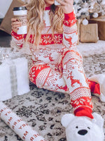 Christmas Element Round Neck Top and Pants Two Piece Loungewear Set