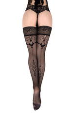 Ballerina Gold Elixir Black Lace Top Hold Ups