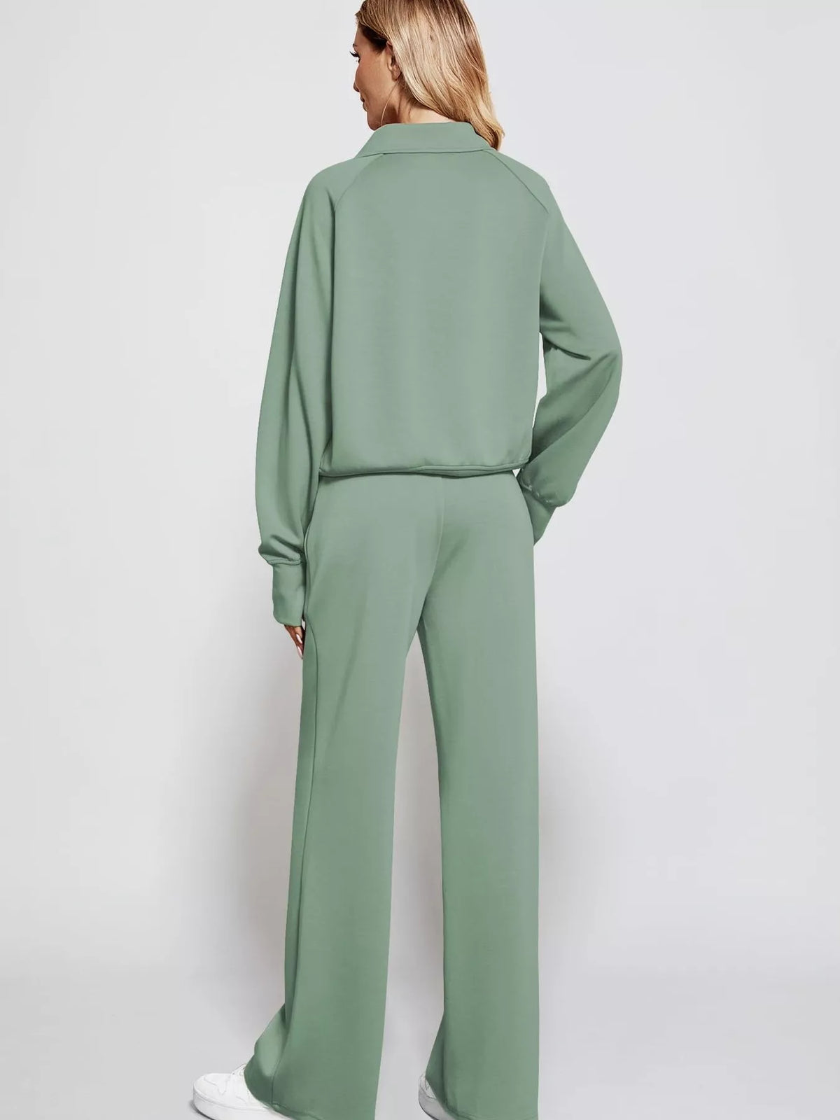 Half-Zip Sweatshirt and Wide-Leg Pants Two-piece Loungewear Set