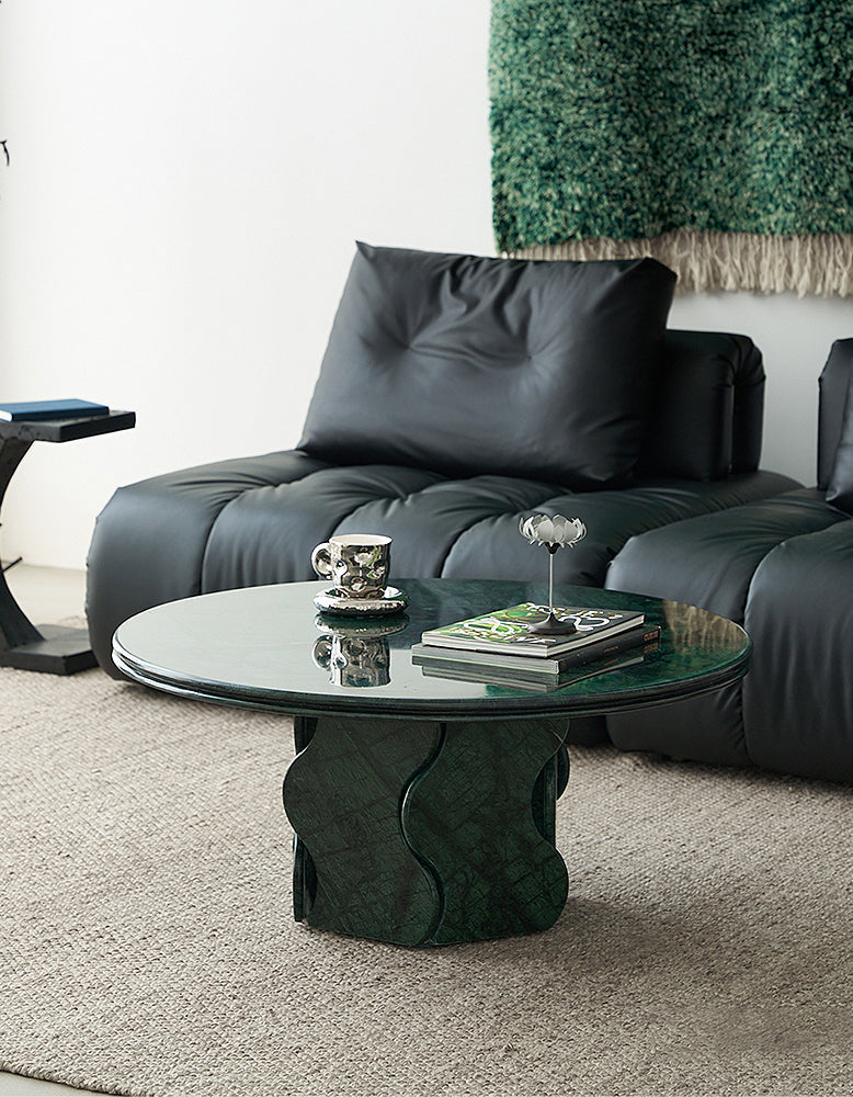 Quintero Round Coffee Table, Marble Or Travertine