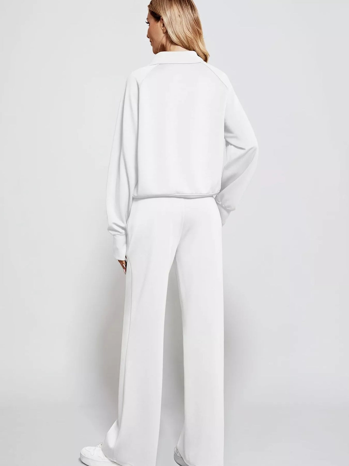 Half-Zip Sweatshirt and Wide-Leg Pants Two-piece Loungewear Set