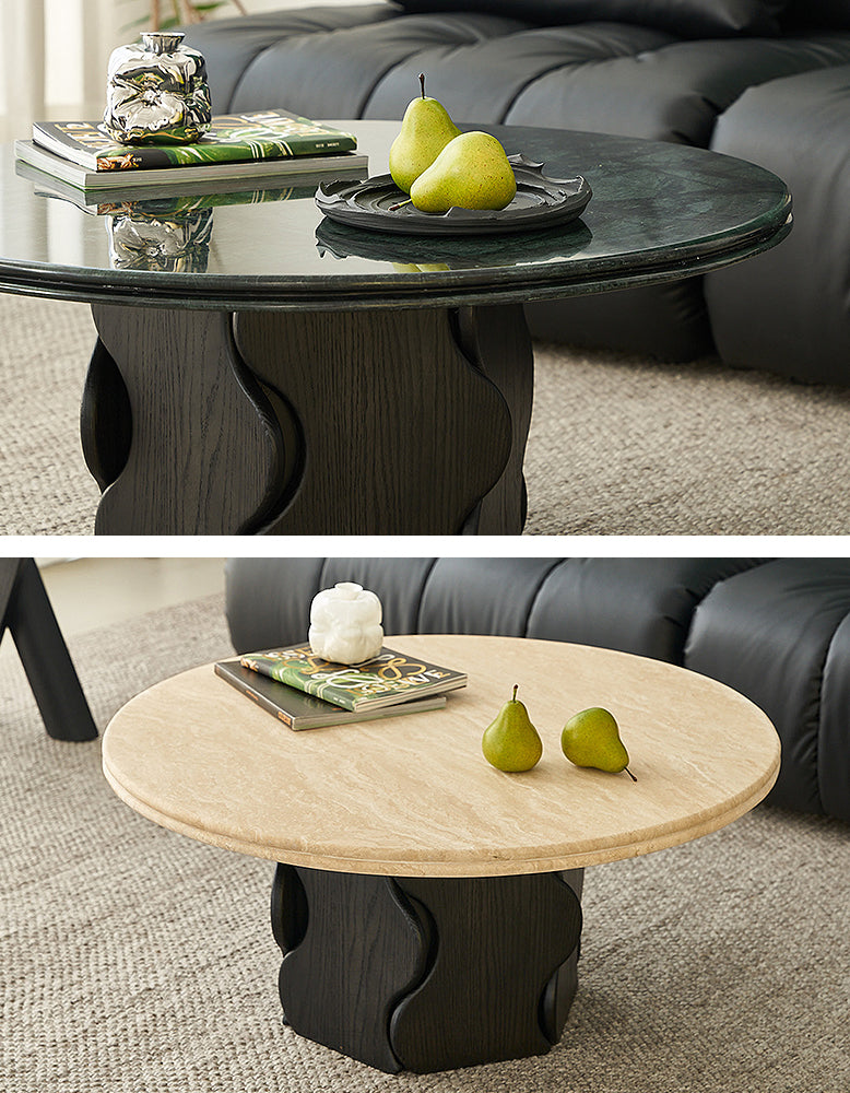 Quintero Round Coffee Table, Marble Or Travertine