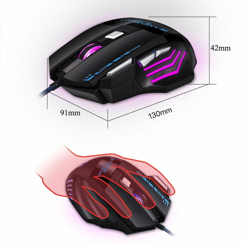 7200 dpi RGB Lighting Luminous Gaming Mouse 7-key Office Computer Mouse LED Gaming