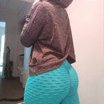 Woman Booty Lifting Anti-Cellulite Scrunch Viral Activewear Leggings Lake blue