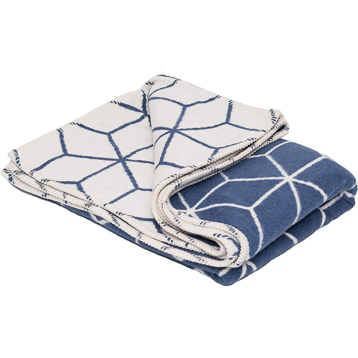 Atlantic Blankets Navy & Cream Geometric Single Size Throw Bed Blanket