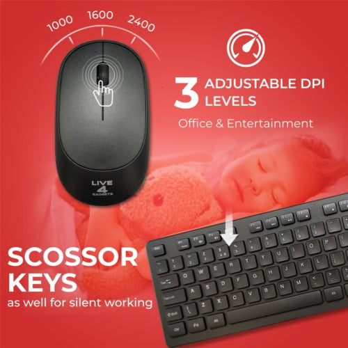 2.4GHz Wireless Keyboard And Mouse Set UK USB Dongle For PC Laptop Full-Size NEW