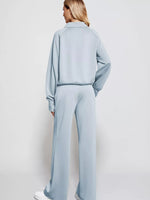Half-Zip Sweatshirt and Wide-Leg Pants Two-piece Loungewear Set