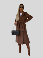 Women's Simple Long-Sleeved Lapel Button Slit Woolen Jacket