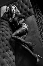 Black Secret BS122 Tiger Striped Crotchless Tights