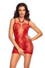 Beauty Night Anya Red Fishnet Erotic Dress