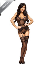 Beauty Night Imani Corset-style Chemise & Thong Set Black