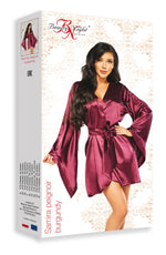 Beauty Night Samira Shiny Wide Sleeve Belted Peignoir Burgundy