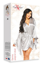 Beauty Night Samira Shiny Wide Sleeve Belted Peignoir Silver