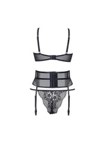 Beauty Night BN6683 Chiara 3 Piece Open Bra Lingerie Set Black