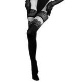 Black Secret BS108 Lace Top Hold Ups Black & Skin