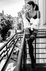 Black Secret BS108 Lace Top Hold Ups Black & Skin