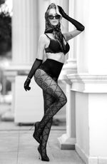 Black Secret BS140 Crotchless Tights With Lurex Black