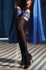 Black Secret BS174 Stockings Black & Blue Hold Ups