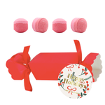 Happy Holidays Red Christmas Cracker Bath Bomb Gift – Raspberry Scent (Set of 4)