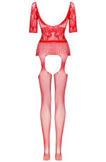 Beauty Night Courtney Lace Fishnet Bodystocking One Size Red