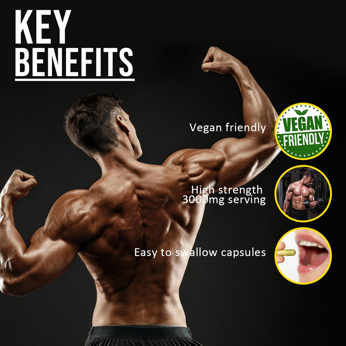 Creatine Monohydrate Capsules 3000mg Serving Muscle Growth & Strength Capsules