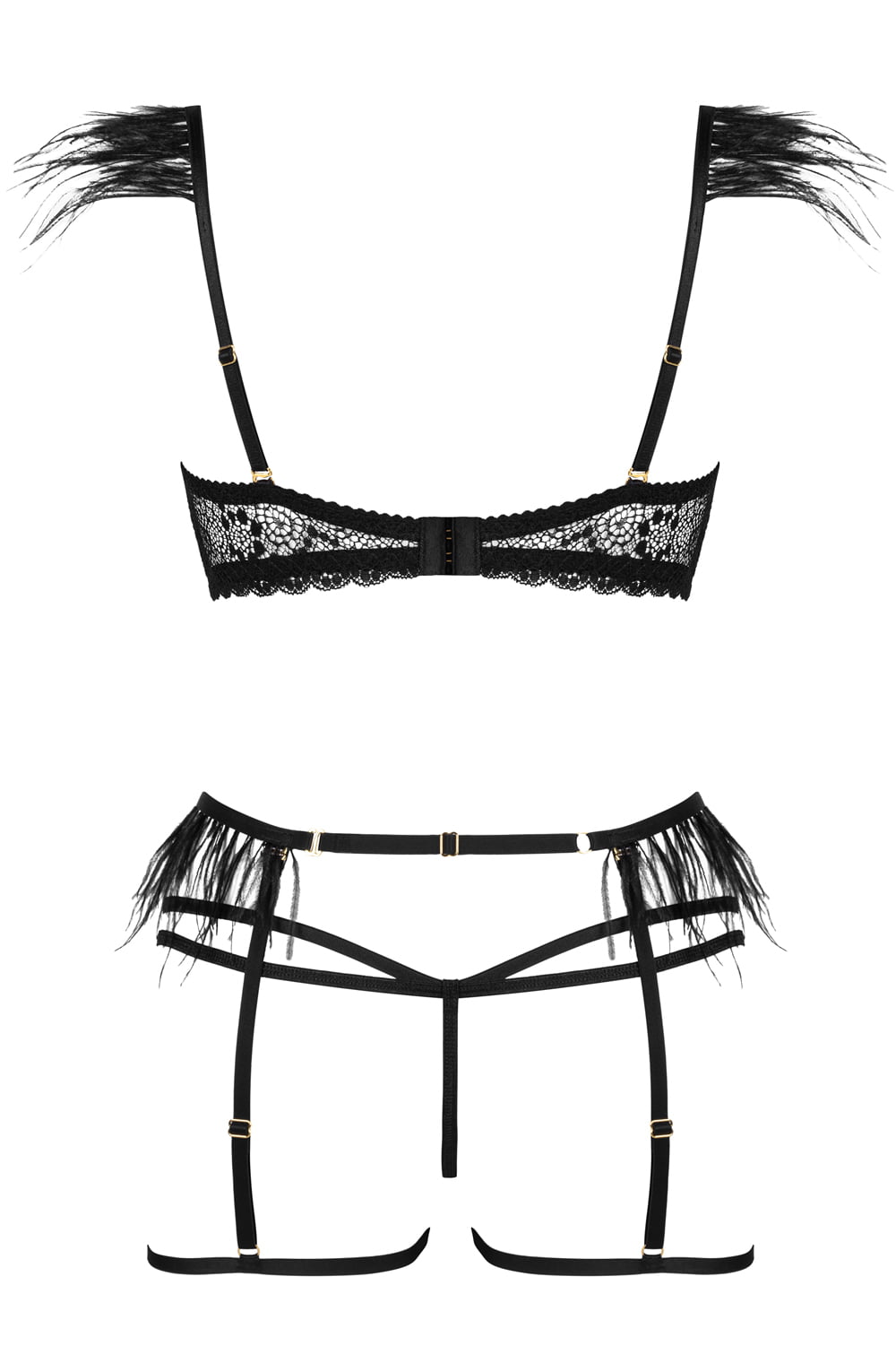 Beauty Night BN6713 Crystal 3 Piece Lingerie Set Black