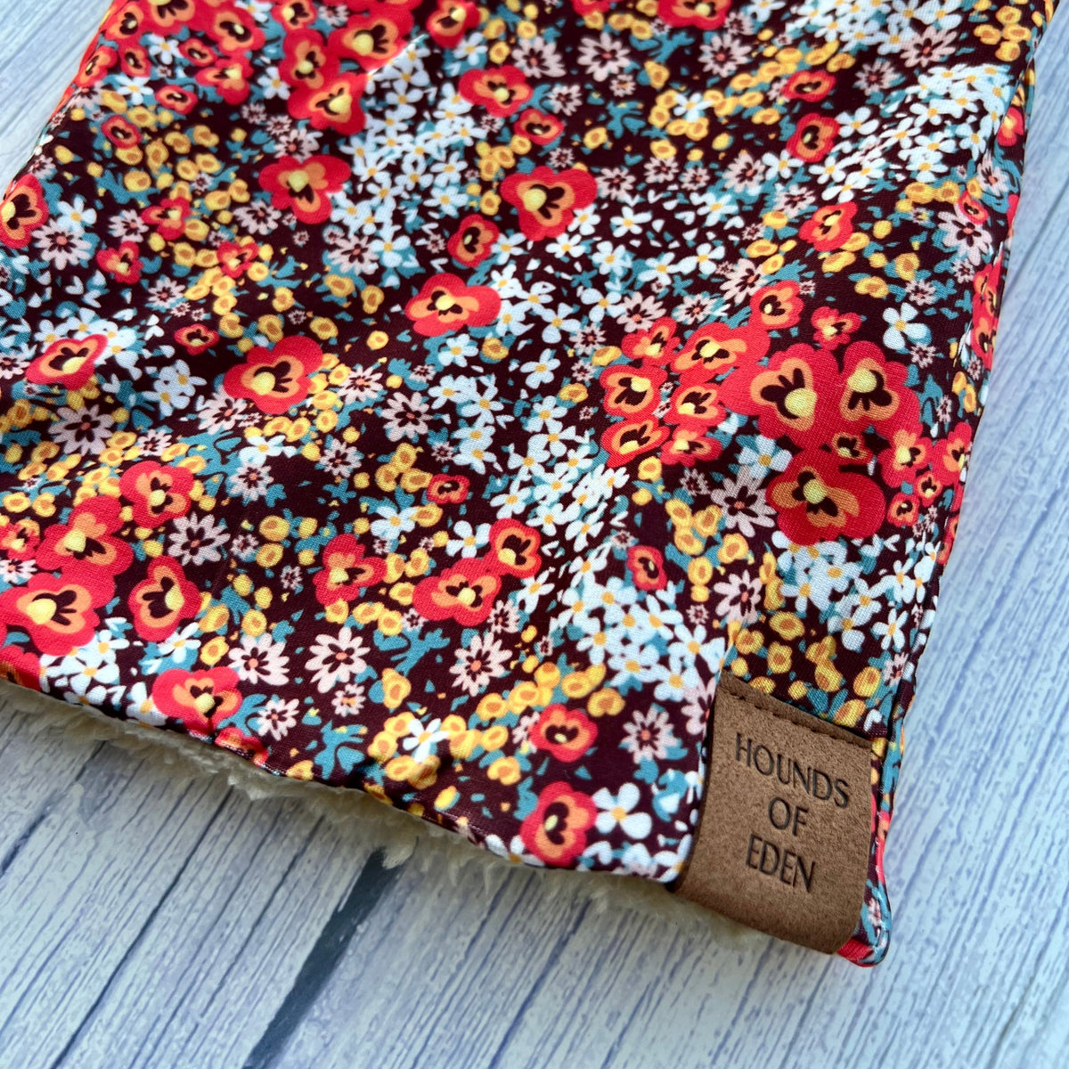 Retro Bloom Faux Sherpa Fleece Dog Snood