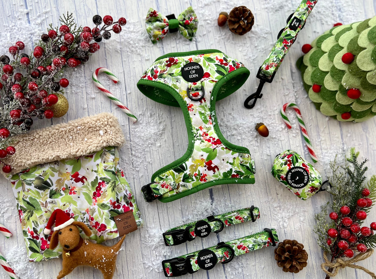 Winter Spruce & Berries Faux Sherpa Fleece Dog Snood