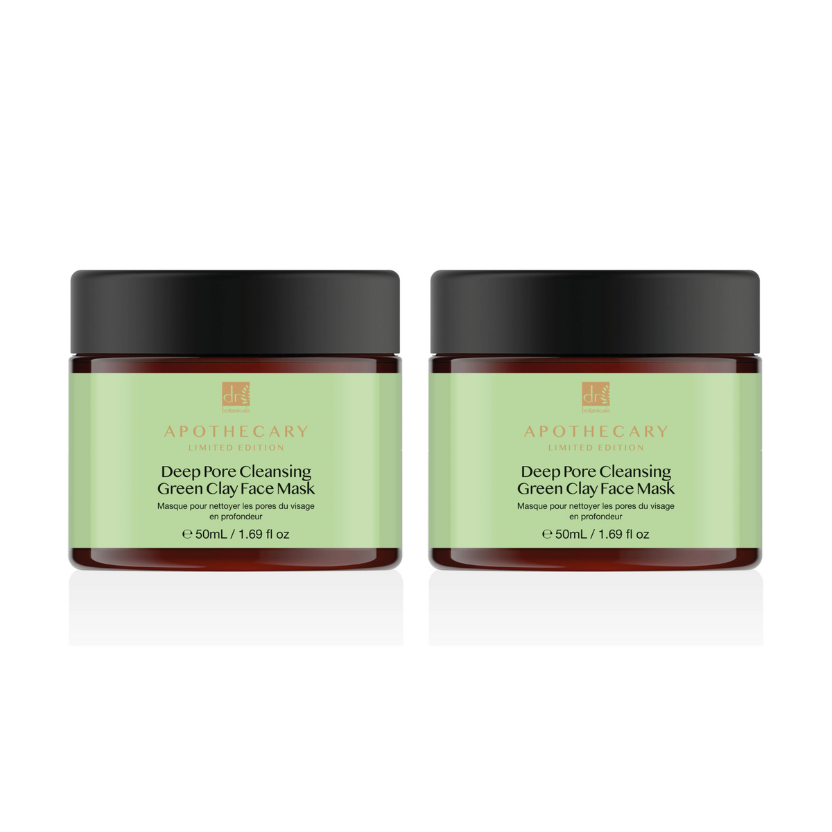 Dr Botanicals Deep Pore Cleansing Green Clay Face Mask 50ml Twin Value Savings Pack