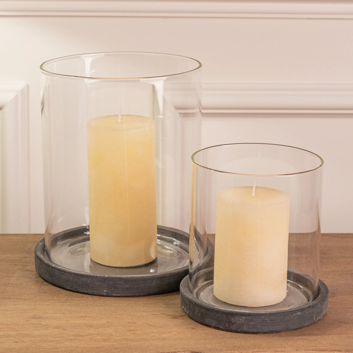 Amalfi Grey Large Hurricane Lantern Candle Holder