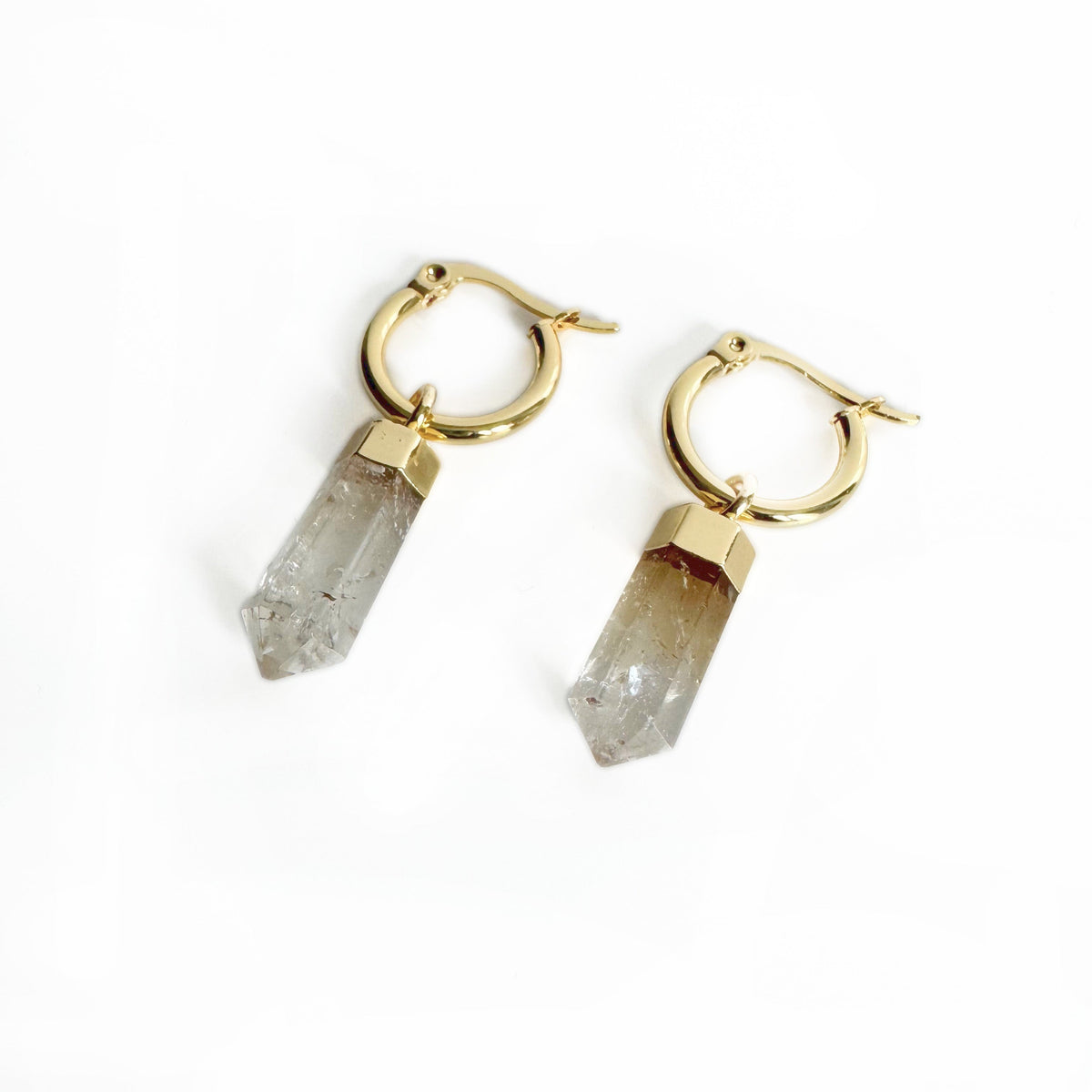 Avalon 18K Gold Plated Hoop Earrings with Citrine Crystal Points