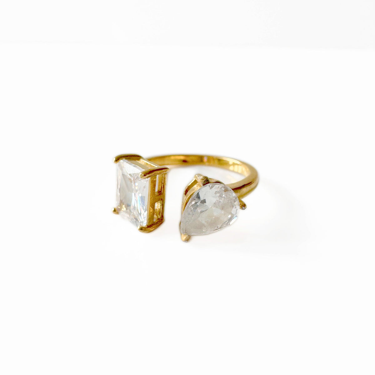Lanie Luxe 18k Gold Plated Asymmetric Jewel Ring