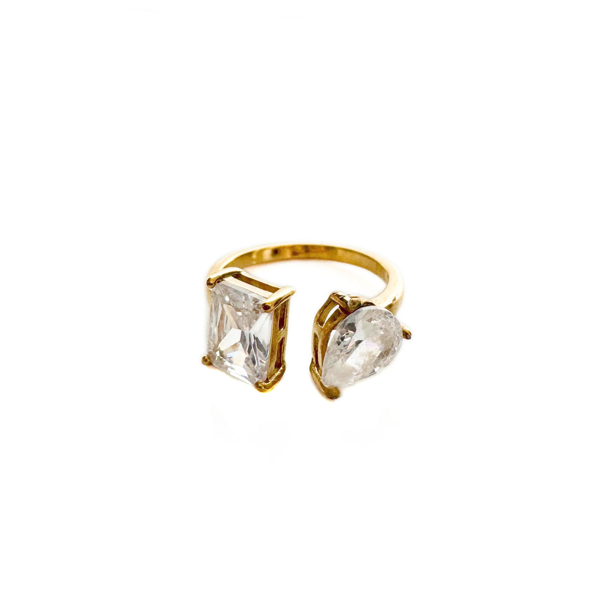 Lanie Luxe 18k Gold Plated Asymmetric Jewel Ring