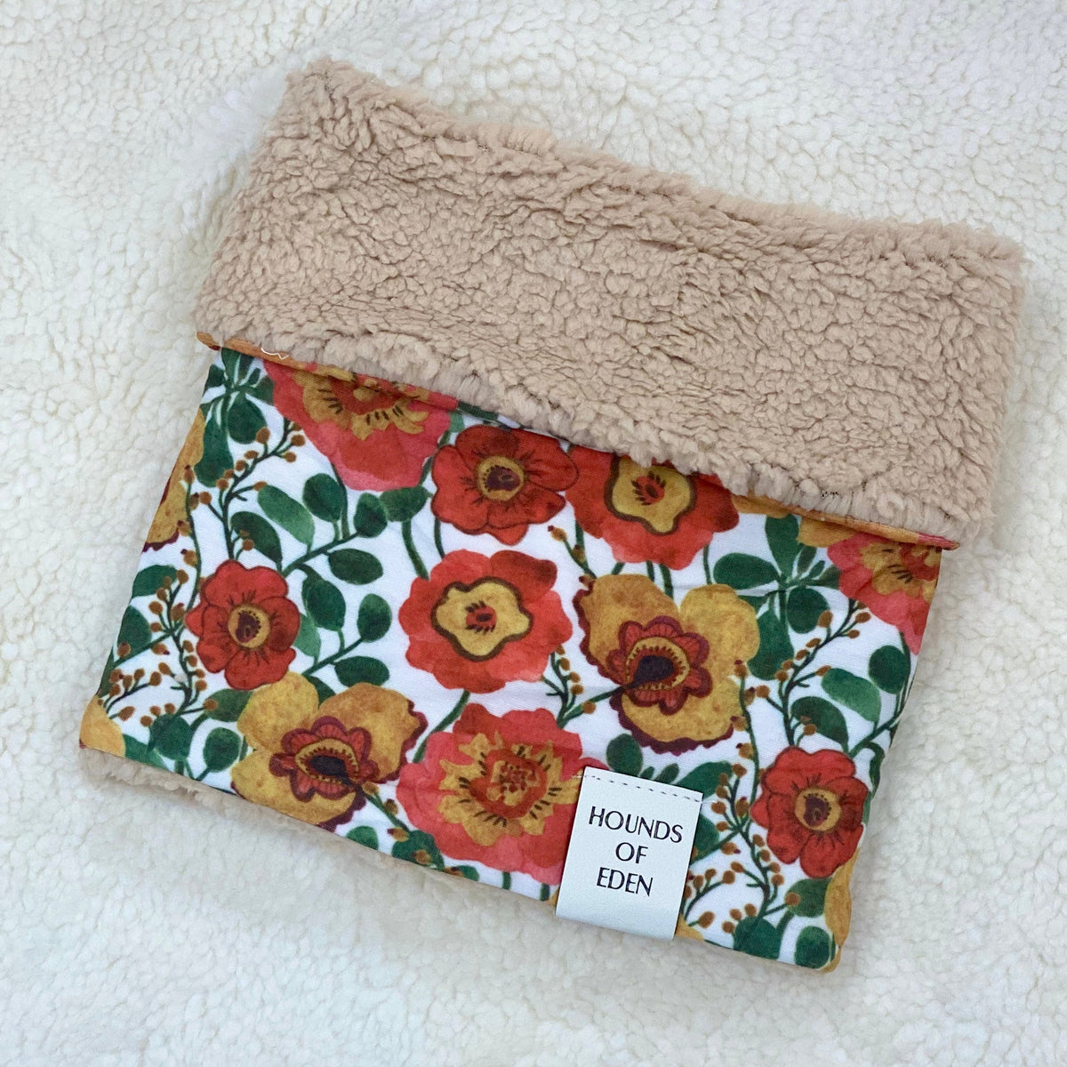 Autumn Blossom Faux Sherpa Fleece Dog Snood