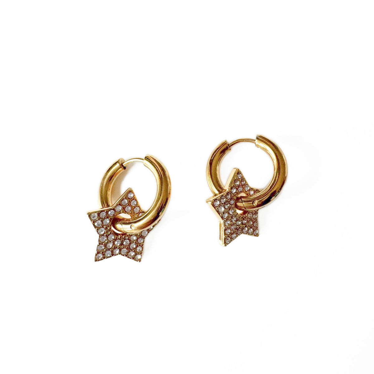 Seren 18k Gold Plated Pave Star Huggie Earrings