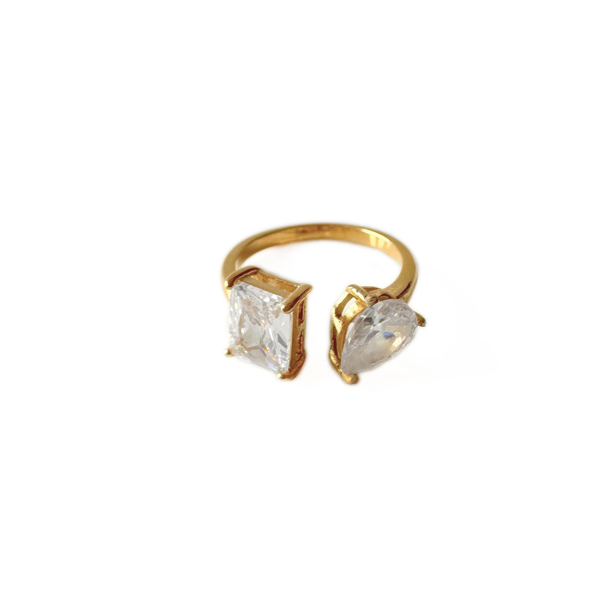 Lanie Luxe 18k Gold Plated Asymmetric Jewel Ring